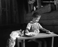          Como homem da terra, Haruo Ohara (1909-1999) cultivou o campo e com sensibilidade utilizou a fotografia para registrar a luz para construir formas abstratas a partir de volumes e texturas de objetos e da natureza presentes em seu dia-a-dia. Produziu também marcantes imagens documentais e humanistas da família, da região e de seu trabalho associado à abertura da nova fronteira agrícola no Norte do Paraná. Foto:Haruo Ohara 